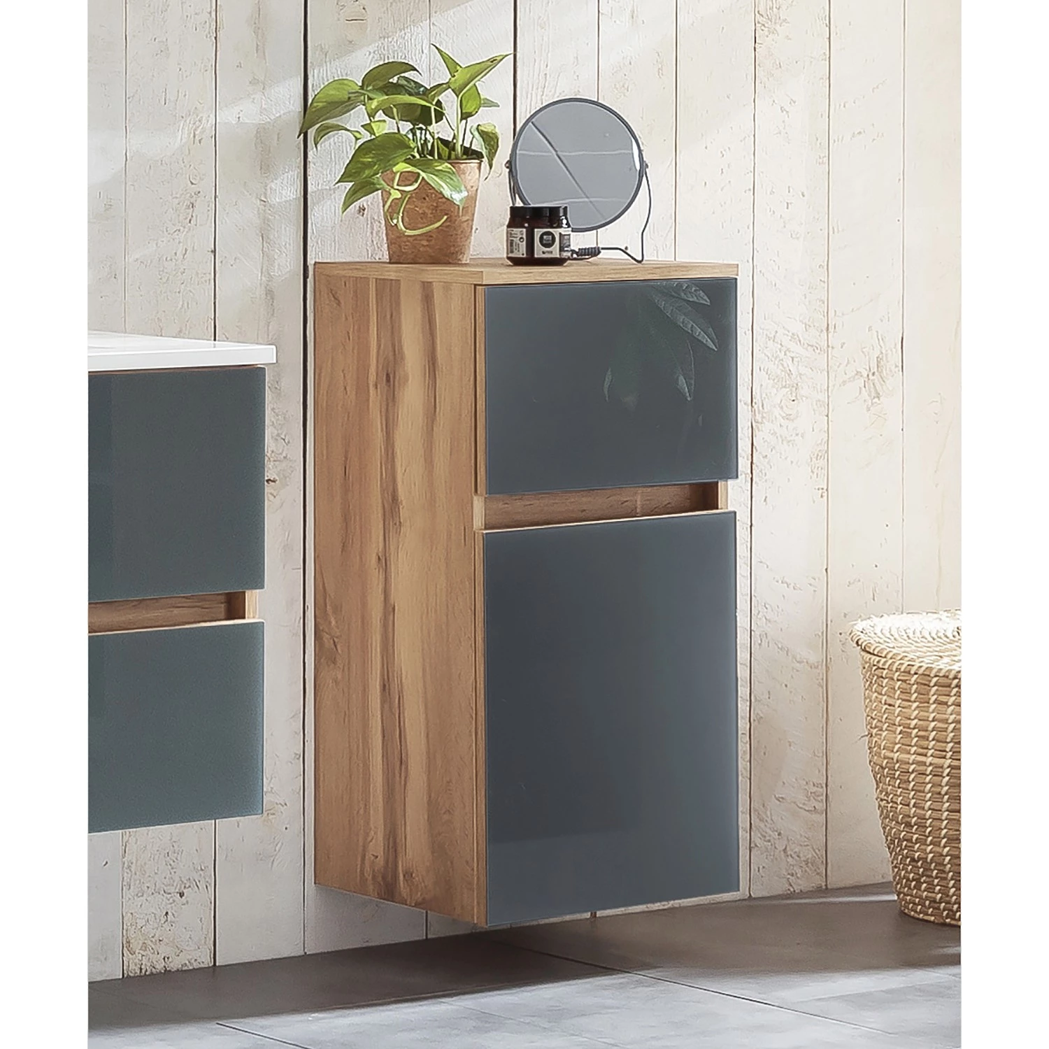 Giessbach Meuble bas Tira - Verre Gris / Imitation chêne Wotan 6 Giessbach Meuble bas Tira - Verre Gris / Imitation chêne Wotan – Image 4