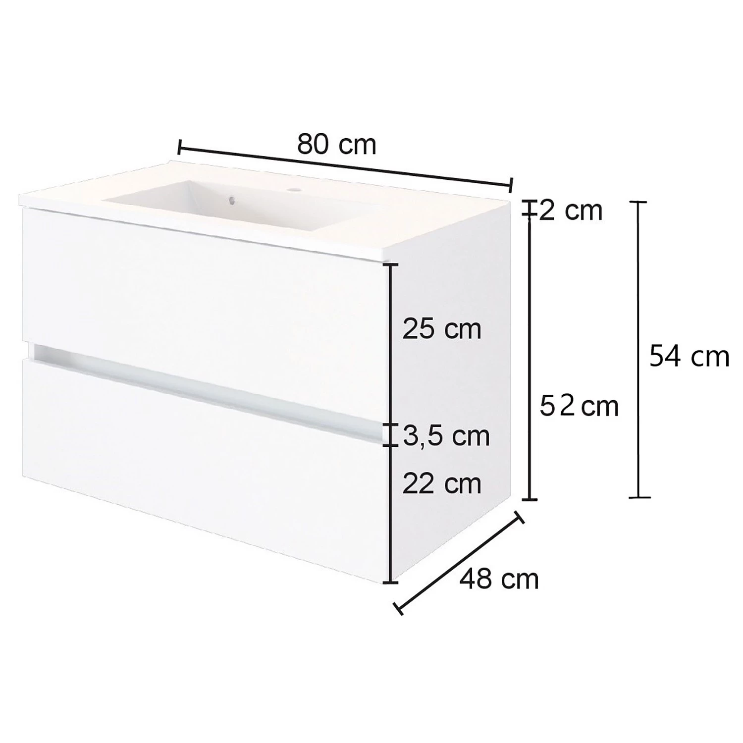 Giessbach Meuble avec vasque Tira - Verre Blanc / Imitation chêne Wotan - Largeur : 80 cm 15 Giessbach Meuble avec vasque Tira - Verre Blanc / Imitation chêne Wotan - Largeur : 80 cm – Image 13