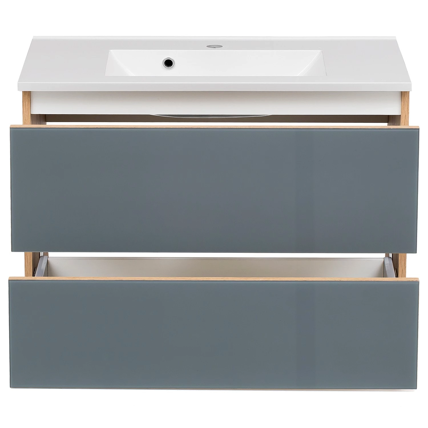 Giessbach Meuble avec vasque Tira II - Avec vasque en céramique - Verre Gris / Imitation chêne Wotan 7 Giessbach Meuble avec vasque Tira II - Avec vasque en céramique - Verre Gris / Imitation chêne Wotan – Image 5