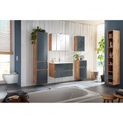 Giessbach Meuble avec vasque Tira - Verre Gris / Imitation chêne Wotan - Largeur : 80 cm -Meubles de salle de bain Soldes 2022 1000267073 210601 09423800286 MOOD DETAILS P000000001000267073 mood