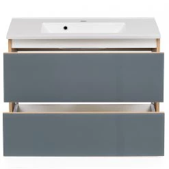 Giessbach Meuble avec vasque Tira - Verre Gris / Imitation chêne Wotan - Largeur : 80 cm -Meubles de salle de bain Soldes 2022 1000267073 210601 09423800287 DETAILS P000000001000267073