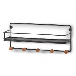 Zeller Étagère murale Georgia - Fer / Bois - Noir - 45 x 11,8 x 18 cm