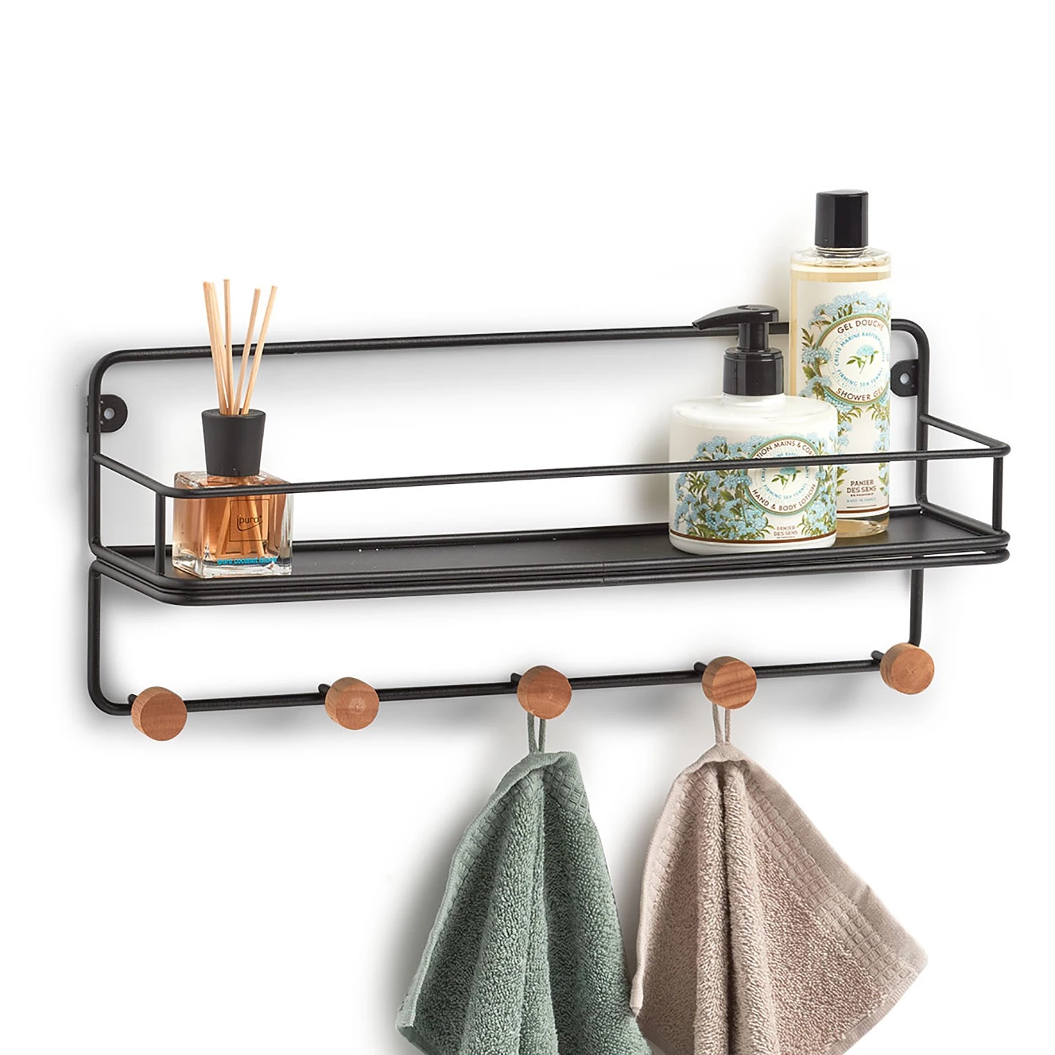 Zeller Étagère murale Georgia - Fer / Bois - Noir - 45 x 11,8 x 18 cm 4 Zeller Étagère murale Georgia - Fer / Bois - Noir - 45 x 11,8 x 18 cm – Image 2