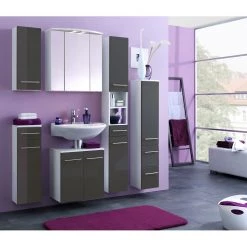 Giessbach Meuble bas Kopenhagen - Blanc brillant / Blanc - Gris brillant - Largeur : 25 cm -Meubles de salle de bain Soldes 2022 1000273857 210708 13182700012 MOOD DETAILS P000000001000273857 mood