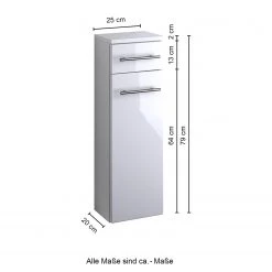 Giessbach Meuble bas Kopenhagen - Blanc brillant / Blanc - Violet brillant - Largeur : 25 cm -Meubles de salle de bain Soldes 2022 1000273862 210708 13183000062 SKETCH DETAILS P000000001000273862 sketch