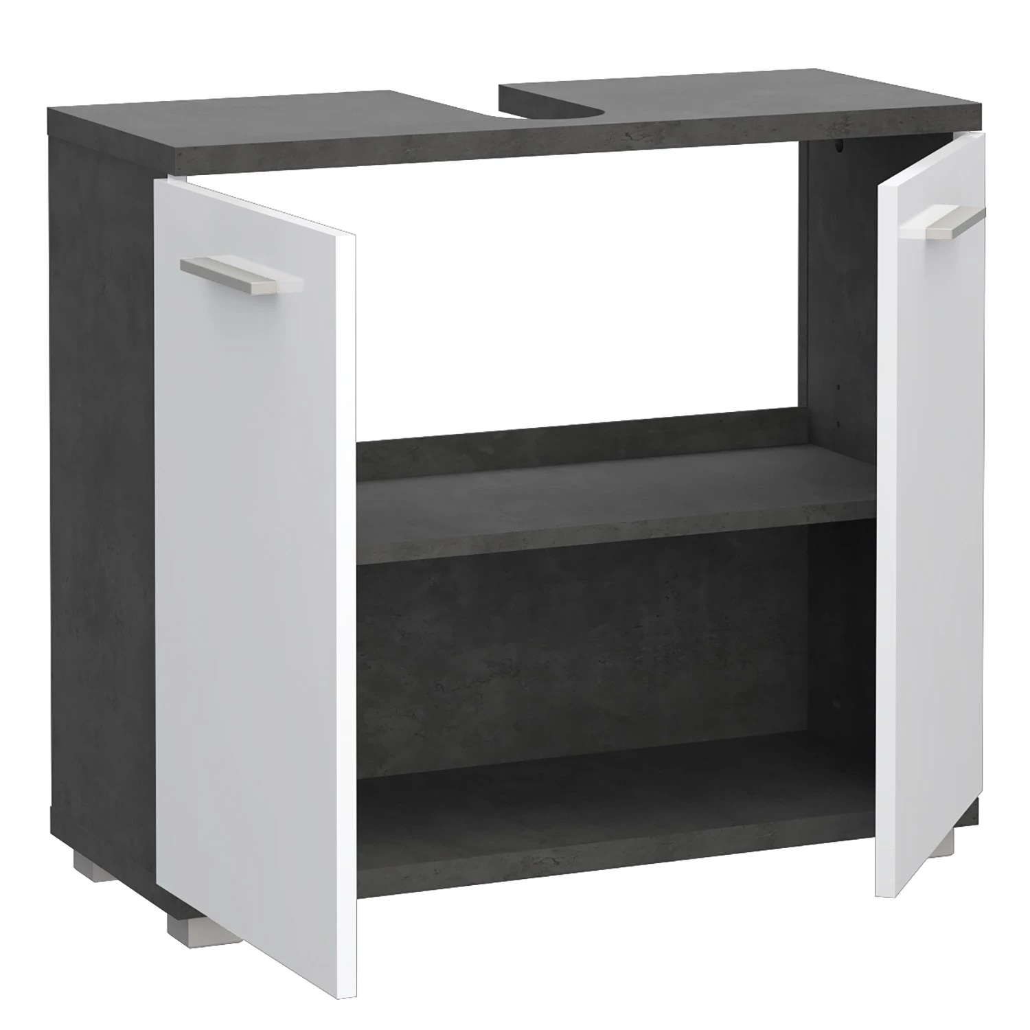 Loftscape Meuble sous lavabo Osino - Blanc brillant / Imitation béton foncé 6 Loftscape Meuble sous lavabo Osino - Blanc brillant / Imitation béton foncé – Image 4