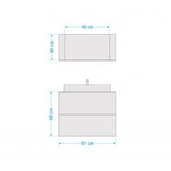 VCM Meuble avec vasque Lendas - Imitation chêne clair - Largeur : 81 cm -Meubles de salle de bain Soldes 2022 1000279887 210727 12385800023 SKETCH DETAILS P000000001000279887 sketch