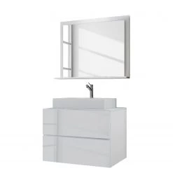 VCM Salle de bain Lendas I (2 éléments) - Blanc - Largeur : 81 cm