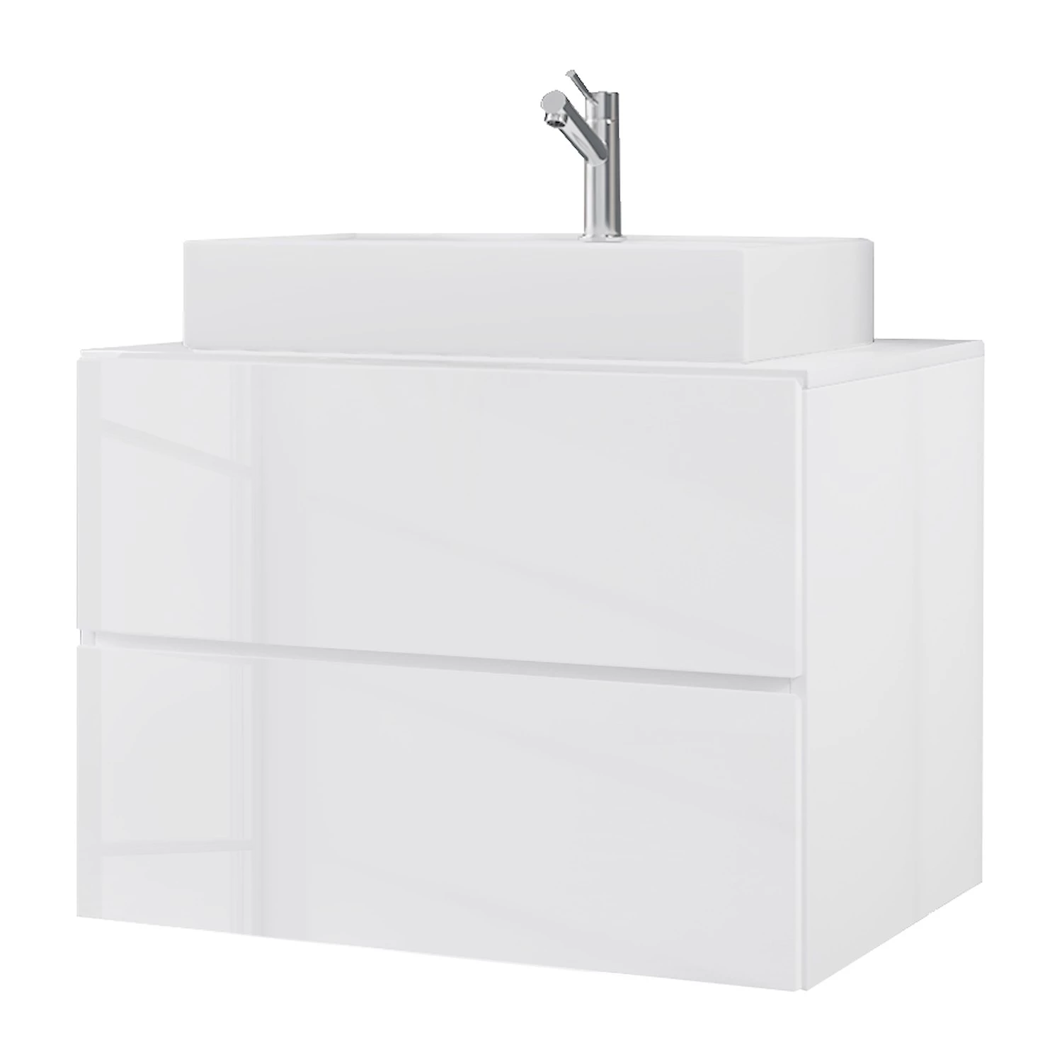 VCM Meuble avec vasque Lendas - Blanc - Largeur : 81 cm 3 VCM Meuble avec vasque Lendas - Blanc - Largeur : 81 cm