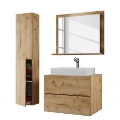 VCM Salle de bain Lendas II (3 éléments) - Imitation chêne clair - Largeur : 114 cm