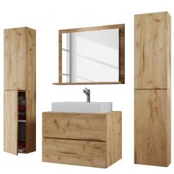 VCM Salle de bain Lendas III (4 éléments) - Imitation chêne clair - Largeur : 127 cm