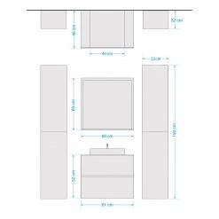 VCM Salle de bain Lendas III (4 éléments) - Imitation chêne clair - Largeur : 127 cm -Meubles de salle de bain Soldes 2022 1000279905 220121 1435080000500 SKETCH DETAILS P000000001000279905 sketch