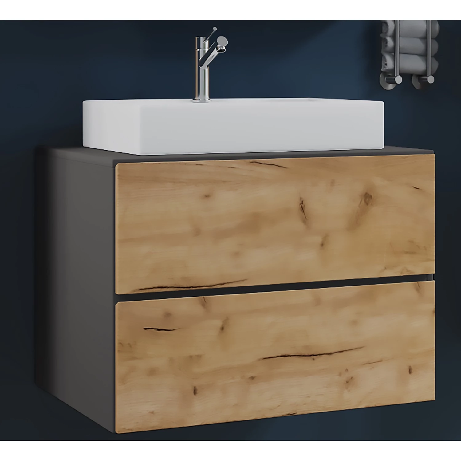 VCM Meuble avec vasque Lendas - Imitation chêne clair / Gris - Largeur : 61 cm 4 VCM Meuble avec vasque Lendas - Imitation chêne clair / Gris - Largeur : 61 cm – Image 2