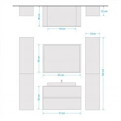 VCM Salle de bain Lendas III (4 éléments) - Blanc - Largeur : 147 cm -Meubles de salle de bain Soldes 2022 1000279909 220121 1435080000500 SKETCH DETAILS P000000001000279909 sketch