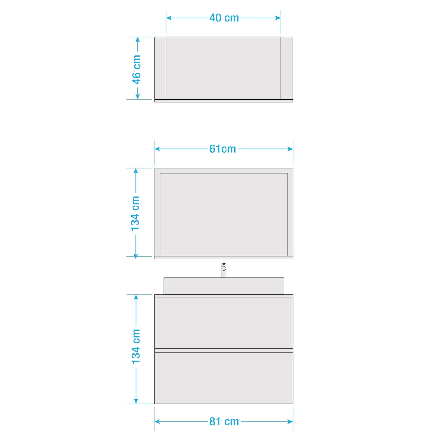 VCM Salle de bain Lendas I (2 éléments) - Imitation chêne clair / Gris - Largeur : 61 cm 5 VCM Salle de bain Lendas I (2 éléments) - Imitation chêne clair / Gris - Largeur : 61 cm – Image 3