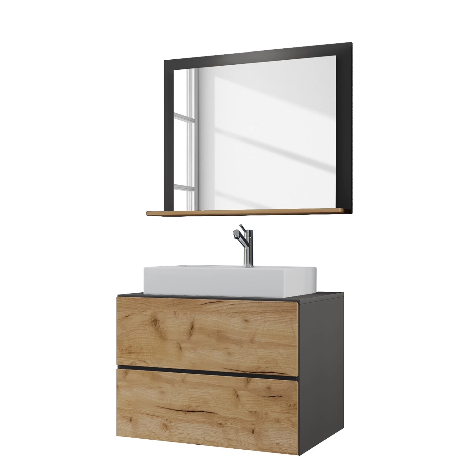 VCM Salle de bain Lendas I (2 éléments) - Imitation chêne clair / Gris - Largeur : 61 cm 3 VCM Salle de bain Lendas I (2 éléments) - Imitation chêne clair / Gris - Largeur : 61 cm