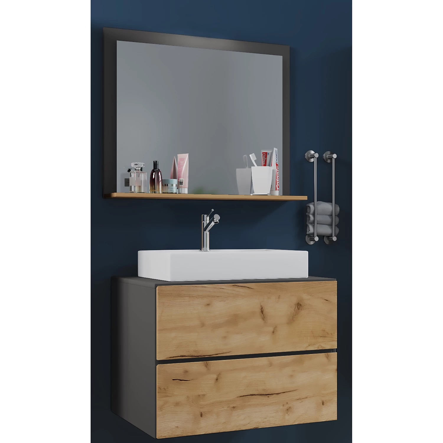 VCM Salle de bain Lendas I (2 éléments) - Imitation chêne clair / Gris - Largeur : 61 cm 4 VCM Salle de bain Lendas I (2 éléments) - Imitation chêne clair / Gris - Largeur : 61 cm – Image 2