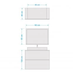 VCM Salle de bain Lendas II (3 éléments) - Blanc / Chêne clair - Largeur : 94 cm -Meubles de salle de bain Soldes 2022 1000279923 210727 12390000059 SKETCH DETAILS P000000001000279923 sketch