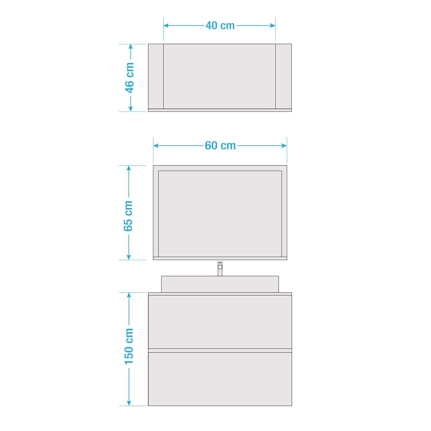 VCM Salle de bain Lendas II (3 éléments) - Imitation chêne clair / Gris - Largeur : 94 cm 5 VCM Salle de bain Lendas II (3 éléments) - Imitation chêne clair / Gris - Largeur : 94 cm – Image 3