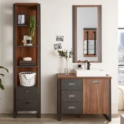 Ars manufacti Salle de bain Marton XII (3 éléments) - Imitation chêne Stirling / Anthracite