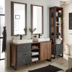 Ars manufacti Salle de bain Marton XV (4 éléments) - Imitation chêne Stirling / Anthracite