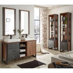 Ars manufacti Salle de bain Marton XVII (4 éléments) - Imitation chêne Stirling / Anthracite