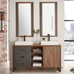 Ars manufacti Salle de bain Marton XIV (3 éléments) - Imitation chêne Stirling / Anthracite