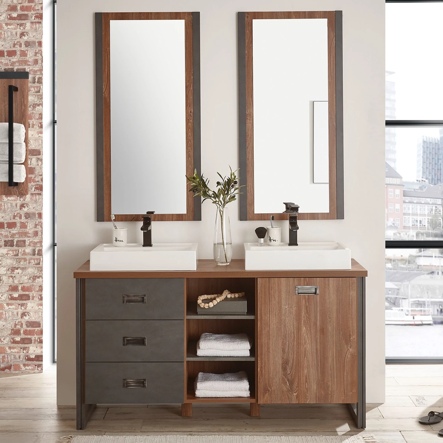 Ars manufacti Salle de bain Marton XIV (3 éléments) - Imitation chêne Stirling / Anthracite 3 Ars manufacti Salle de bain Marton XIV (3 éléments) - Imitation chêne Stirling / Anthracite