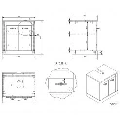 Ridgevalley Meuble sous lavabo Lewk - Imitation pin blanc / Imitation pin -Meubles de salle de bain Soldes 2022 1000281701 210728 08081900018 SKETCH DETAILS P000000001000281701 sketch