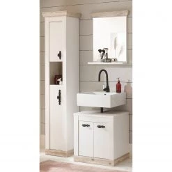 Ridgevalley Salle de bain Lewk II (3 éléments) - Imitation pin blanc / Imitation pin