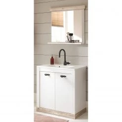 Ridgevalley Salle de bain Lewk VII (2 éléments) - Imitation pin blanc / Imitation pin