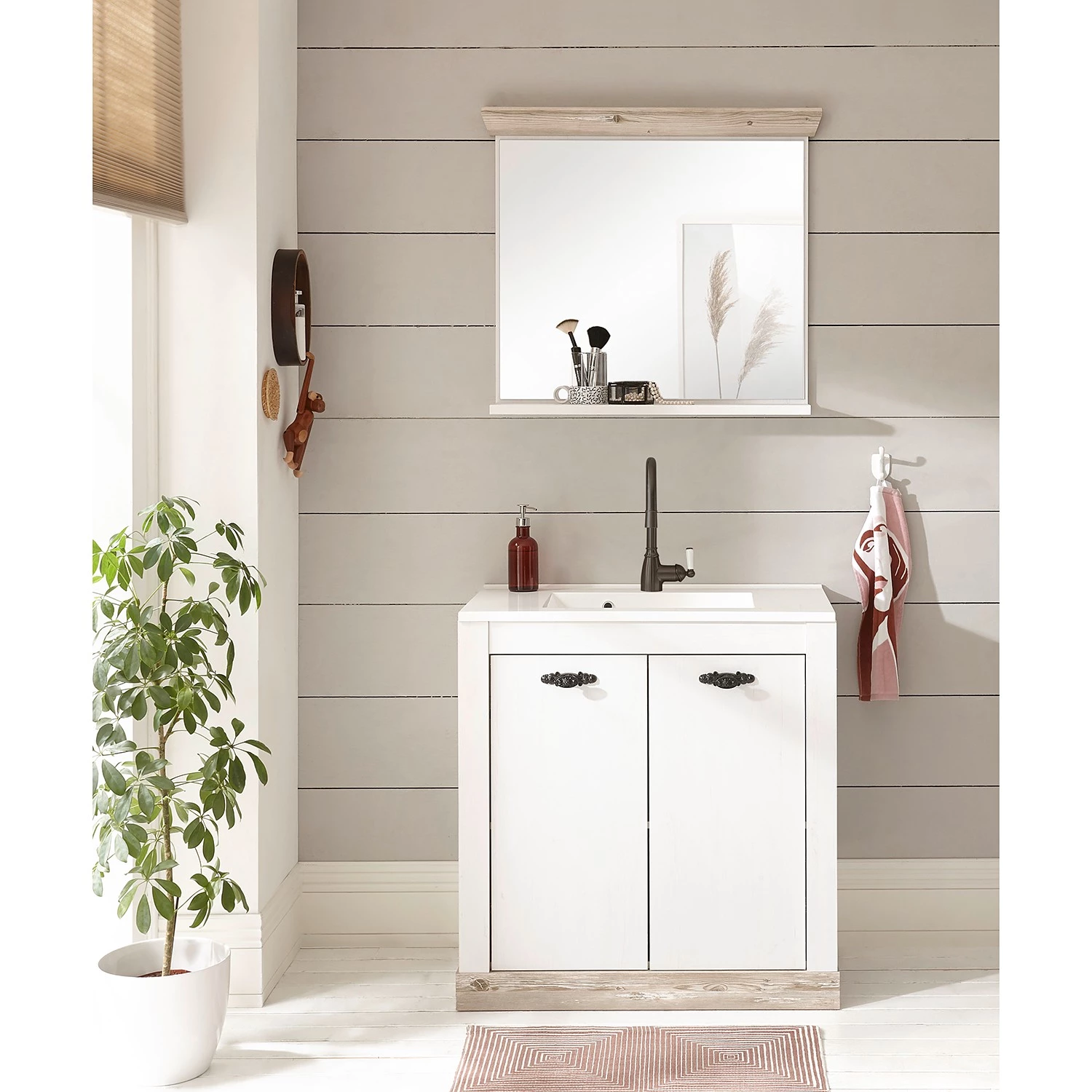 Ridgevalley Salle de bain Lewk VII (2 éléments) - Imitation pin blanc / Imitation pin 4 Ridgevalley Salle de bain Lewk VII (2 éléments) - Imitation pin blanc / Imitation pin – Image 2