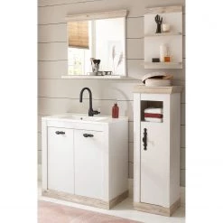 Ridgevalley Salle de bain Lewk X (4 éléments) - Imitation pin blanc / Imitation pin