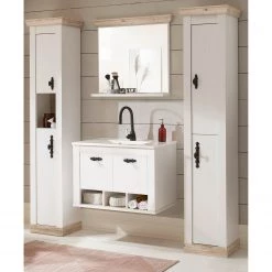 Ridgevalley Salle de bain Lewk XIX (4 éléments) - Imitation pin blanc / Imitation pin