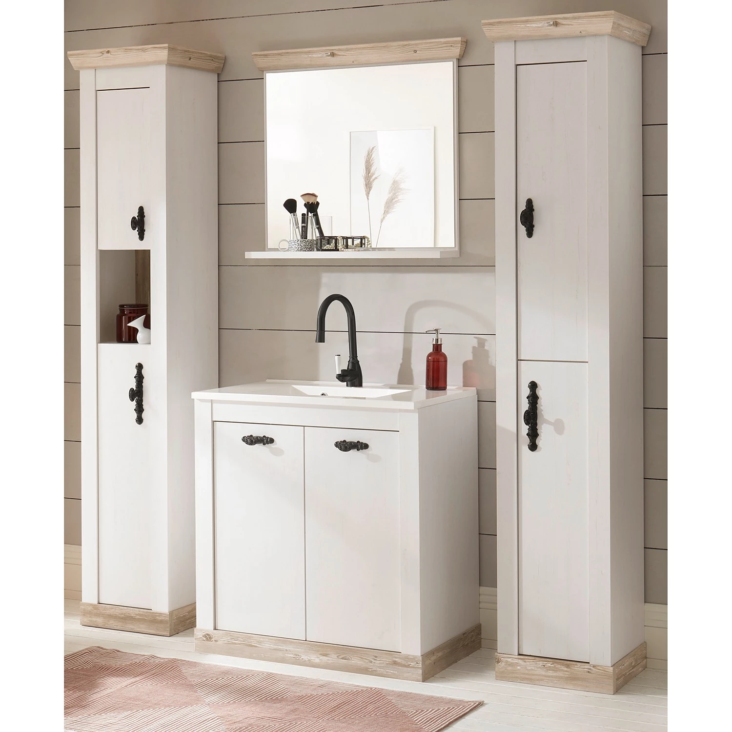 Ridgevalley Salle de bain Lewk XII (4 éléments) - Imitation pin blanc / Imitation pin 3 Ridgevalley Salle de bain Lewk XII (4 éléments) - Imitation pin blanc / Imitation pin