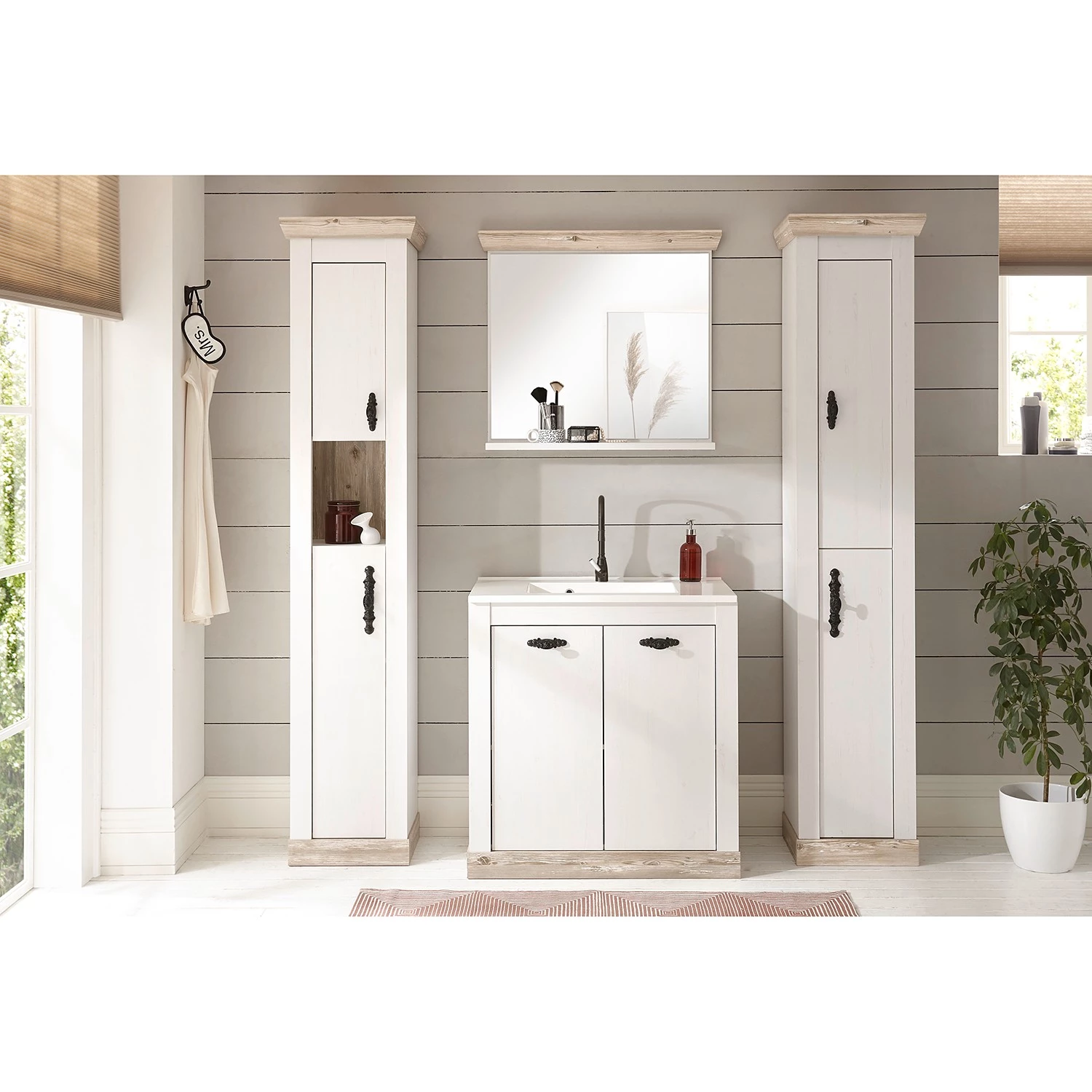 Ridgevalley Salle de bain Lewk XII (4 éléments) - Imitation pin blanc / Imitation pin 4 Ridgevalley Salle de bain Lewk XII (4 éléments) - Imitation pin blanc / Imitation pin – Image 2