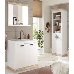 Ridgevalley Salle de bain Lewk XIII (3 éléments) - Imitation pin blanc / Imitation pin