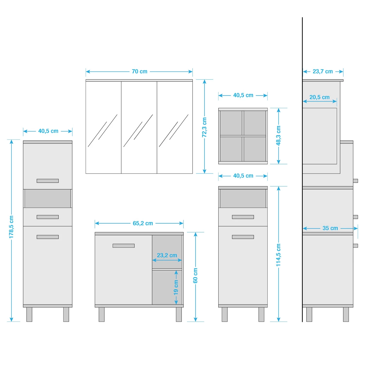 Schildmeyer Salle de bain Padua I (5 éléments) - Gris platine 18 Schildmeyer Salle de bain Padua I (5 éléments) - Gris platine – Image 16