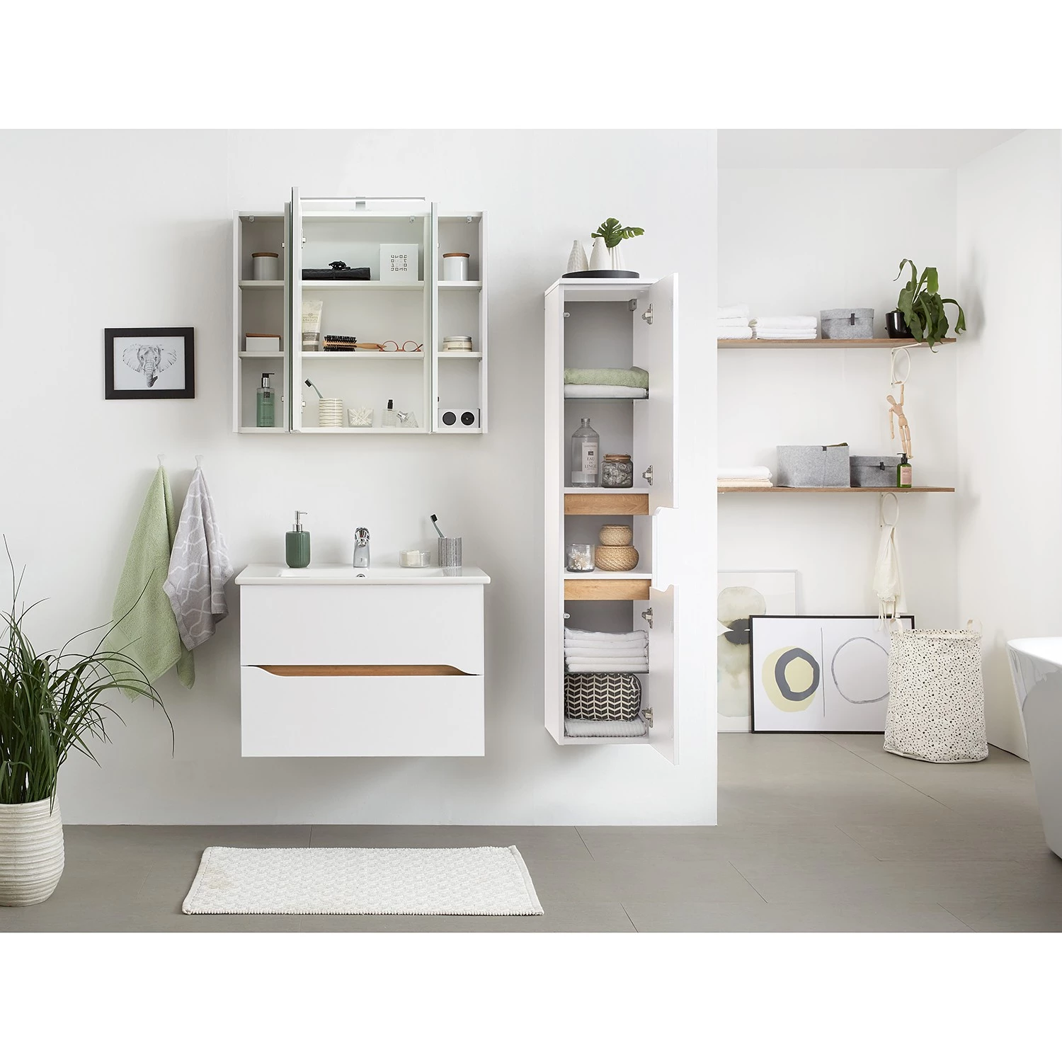 Pelipal Armoire de toilette Tiberio - Avec éclairage intégré - Blanc - Largeur : 80 cm 5 Pelipal Armoire de toilette Tiberio - Avec éclairage intégré - Blanc - Largeur : 80 cm – Image 3