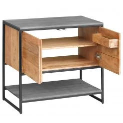 Ars manufacti Meuble sous vasque Conjo - Acacia massif / Fer - Acacia / Noir - Largeur : 90 cm -Meubles de salle de bain Soldes 2022 1000287812 220517 032 DETAILS P000000001000287812