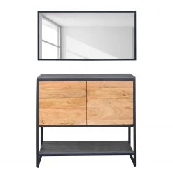 Ars manufacti Salle de bain Conjo II (2 éléments) - Acacia massif / Fer - Acacia / Noir - Largeur : 90 cm