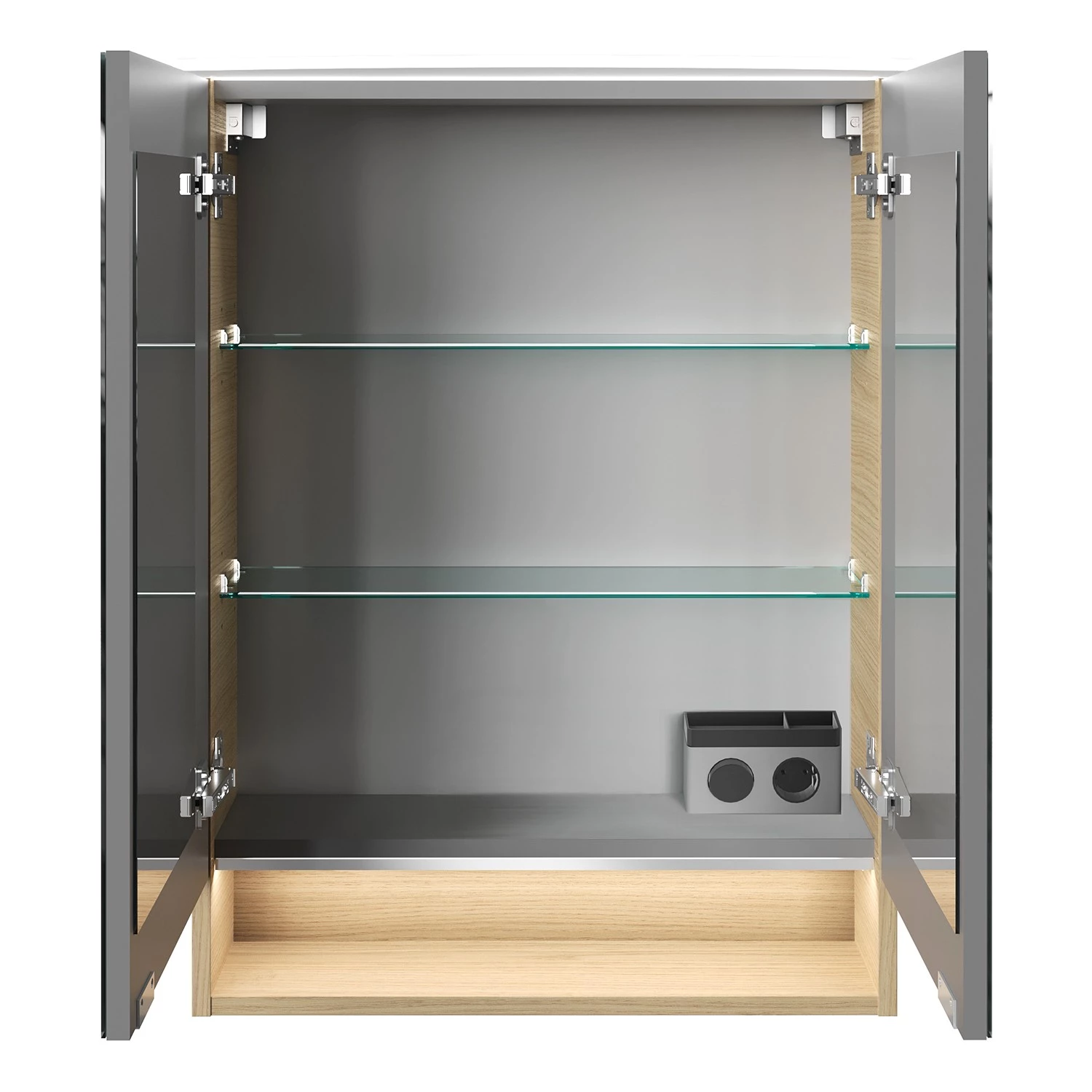 Fackelmann Armoire de toilette B.Style - Avec éclairage intégré - Imitation chêne clair - Largeur : 60 cm 4 Fackelmann Armoire de toilette B.Style - Avec éclairage intégré - Imitation chêne clair - Largeur : 60 cm – Image 2