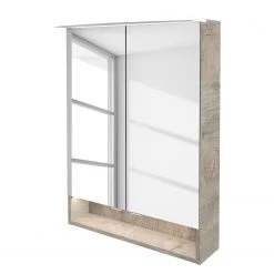 Fackelmann Armoire de toilette B.Style - Avec éclairage intégré - Chêne gris - Largeur : 60 cm