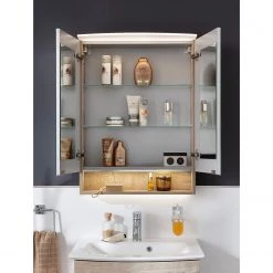 Fackelmann Armoire de toilette B.Style - Avec éclairage intégré - Chêne gris - Largeur : 60 cm -Meubles de salle de bain Soldes 2022 1000287836 211215 074340000026 MOOD DETAILS P000000001000287836 mood