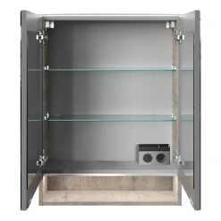 Fackelmann Armoire de toilette B.Style - Avec éclairage intégré - Chêne gris - Largeur : 60 cm -Meubles de salle de bain Soldes 2022 1000287836 211215 074340000037 DETAILS P000000001000287836