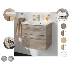 Fackelmann Meuble avec vasque B.Style - Imitation chêne clair - Largeur : 65 cm -Meubles de salle de bain Soldes 2022 1000287850 210826 08283100134 DETAILS P000000001000287850