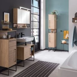 Schildmeyer Armoire de toilette Limone I - Éclairage inclus - Imitation chêne clair -Meubles de salle de bain Soldes 2022 1000289503 210907 15235000045 MOOD DETAILS P000000001000289503 mood