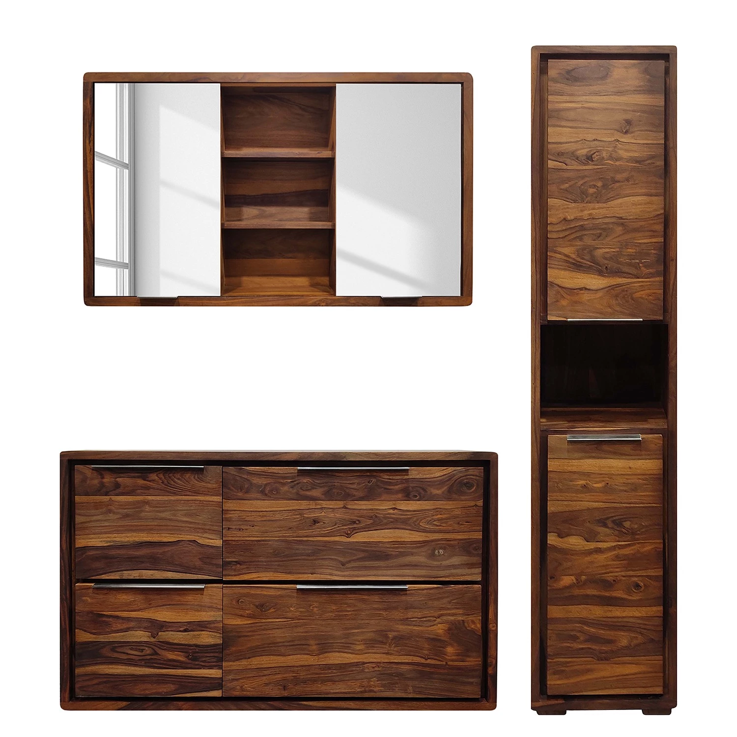 Ars Natura Salle de bain Trangle III (3 éléments) - Sheesham massif 3 Ars Natura Salle de bain Trangle III (3 éléments) - Sheesham massif