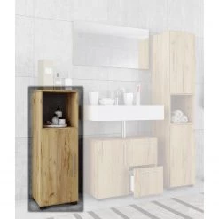 VCM Armoire de salle de bain Flandu - Imitation chêne -Meubles de salle de bain Soldes 2022 1000304201 211029 13234000055 DETAILS P000000001000304201
