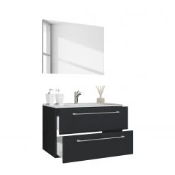 VCM Salle de bain Muniz I (2 éléments) - Noir - Largeur : 80 cm -Meubles de salle de bain Soldes 2022 1000304220 211029 13272600096 DETAILS P000000001000304220